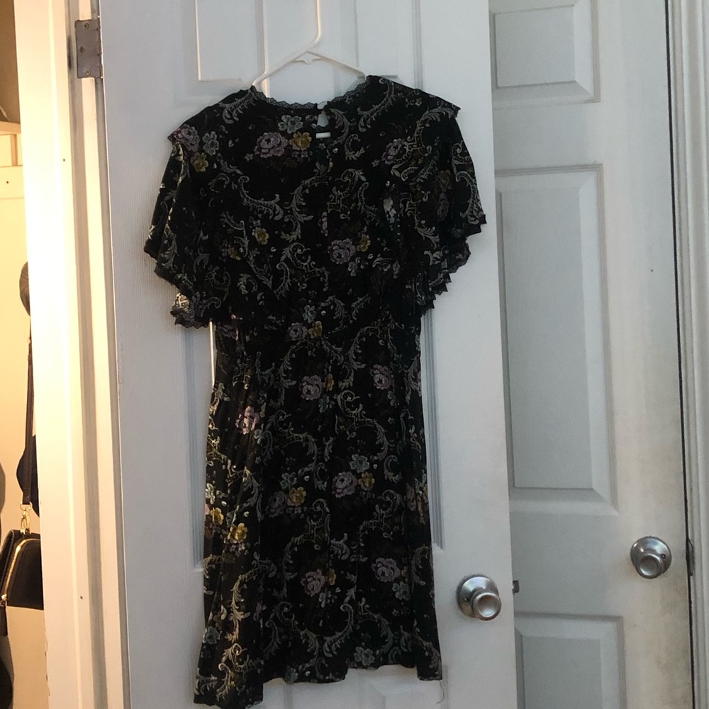 Womens dress, black with floral design